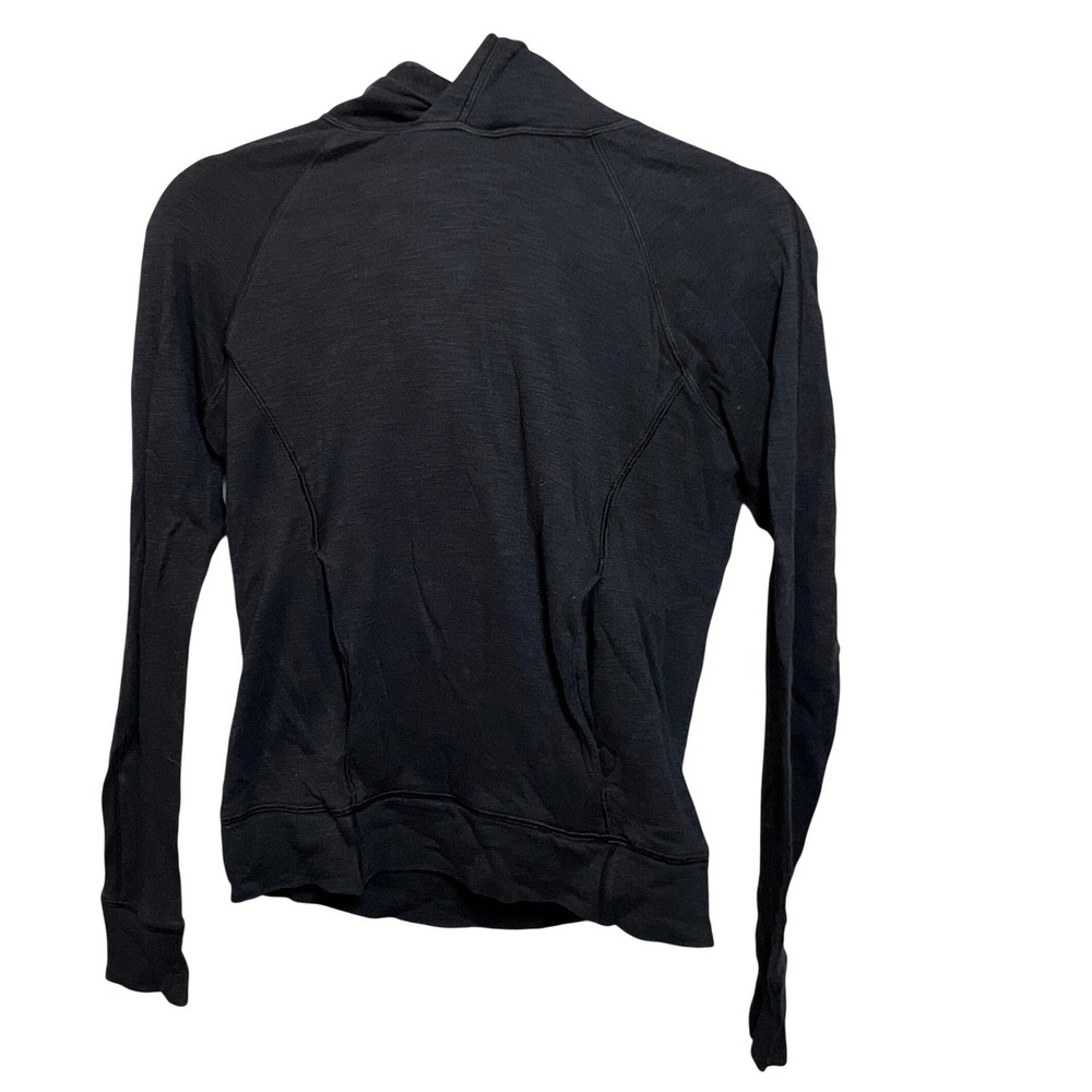 Lululemon Athletica Black Hooded Long Sleeve‎ Activewear Top Size 2 LW3AS0S